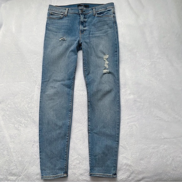 Hudson Nico Super Skinny Mid Rise Medium Wash Distressed Jeans - Picture 6 of 13